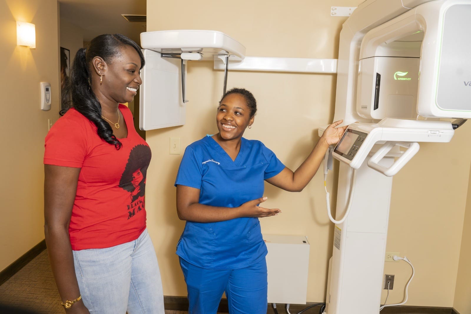 Patient receiving cosmetic dentistry.